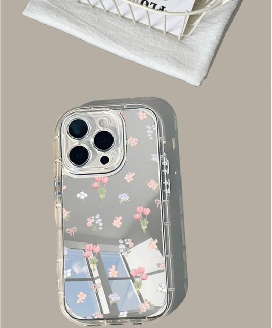 Lucky Mirror Handyhülle mit Tulpen-Design und Linsenring für iPhone 11 bis iPhone 17 Pro Max Plus - Bild 1