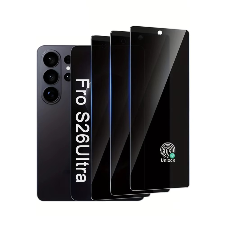 NNBILI 3-teiliges Sichtschutz Panzerglas aus gehärtetem Glas für Samsung Galaxy S26 Ultra und S26-Serie, transparent, unterstützt 0,01s Fingerabdruck-Entsperrung - Bild 5