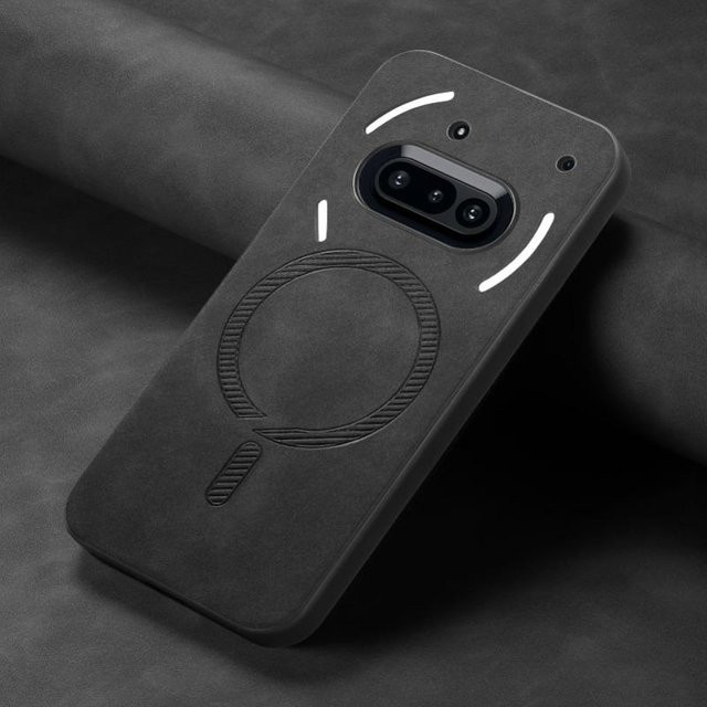 Magnetische Leder-Schutzhülle für Nothing Phone 3a in Schwarz mit kabelloser Ladefunktion - Bild 1