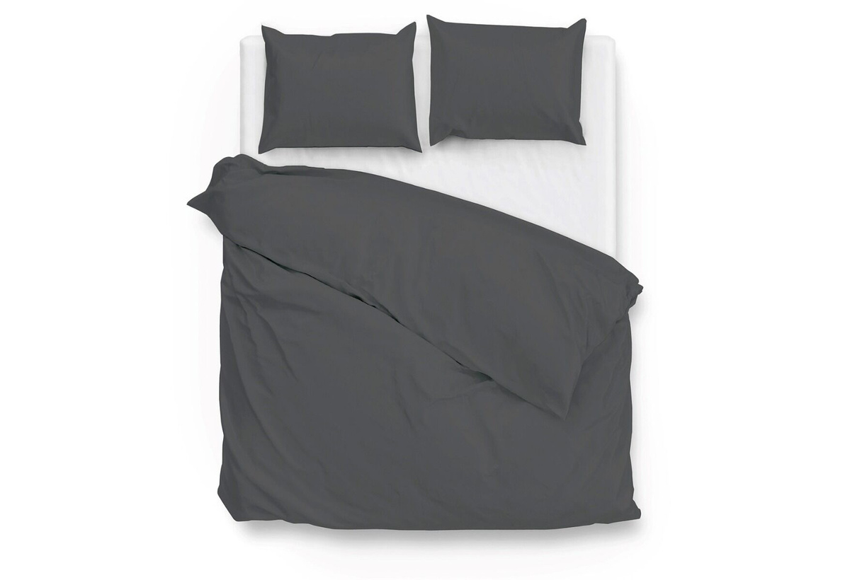 Zo! Home Mako-Satin Bettwäsche Satinado Anthrazit mit Bettbezug 135 x 200 cm und Kissenbezug 80 x 80 cm - Bild 1