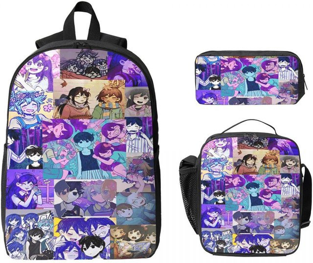 Omori Schulranzen Set für Kinder mit Rucksack, Brotdose und Federmäppchen von Fancy Style Studio in Mehrfarbig - Bild 1