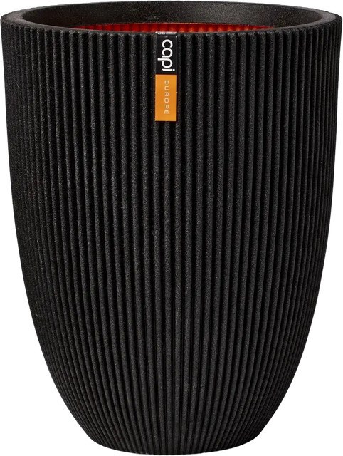 Pflanzkübel Aplanta Groove schwarz B: 46 cm, H: 58 cm - Bild 1