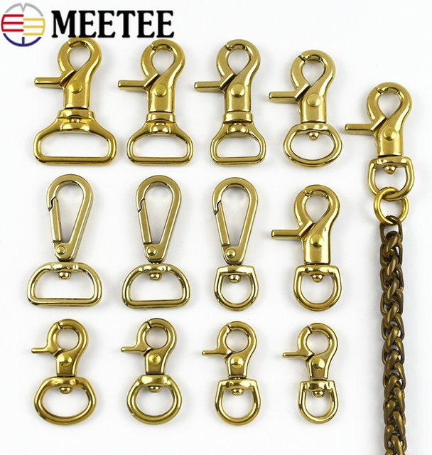 Meetee Messing-Metallschnalle Gold als drehbarer Karabinerverschluss für Gurtband und DIY-Zubehör, 10–25 mm - Bild 1