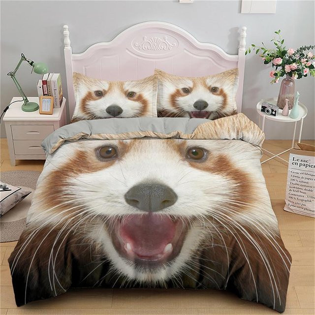 Bettwäsche-Set Waschbär mit Tier-Motiv von Your Warm Home, 2-teilig aus Polyester, Mehrfarbig, B/H: 135 x 200 cm - Bild 1