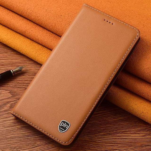 Xiaomi Redmi Note 17 Pro 5G Flip-Cover aus echtem Leder in Braun - Bild 1