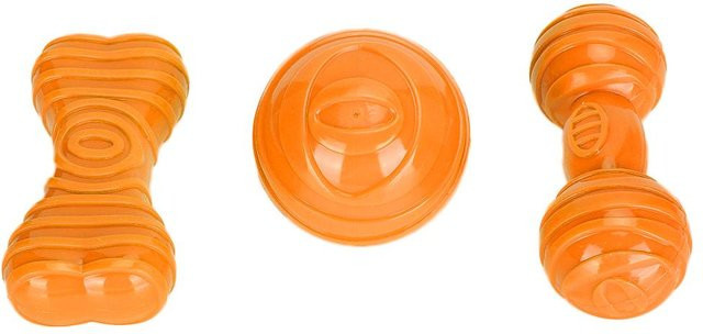 Neoglint Haustierball Hund Hantel Knochen, Kauspielzeug, Orange - Bild 1