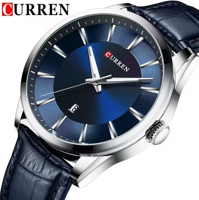 CURREN Armbanduhr, Quarz, Leder, Blau, Herren - Bild 1
