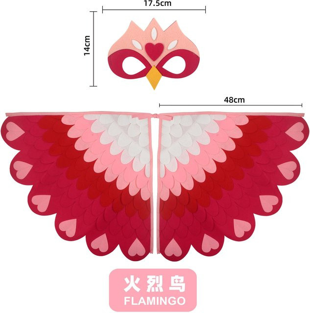 Vogel-Cosplay-Kostüm Eulen-Pfauenflügel Vogelfilz-Umhang mit Maske, ab 3 Jahren - Bild 1
