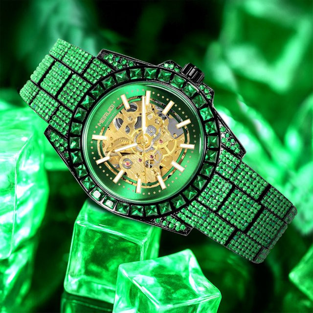 MEIRUIQI Armbanduhr, Automatik, Edelstahl, Grün, Herren - Bild 1