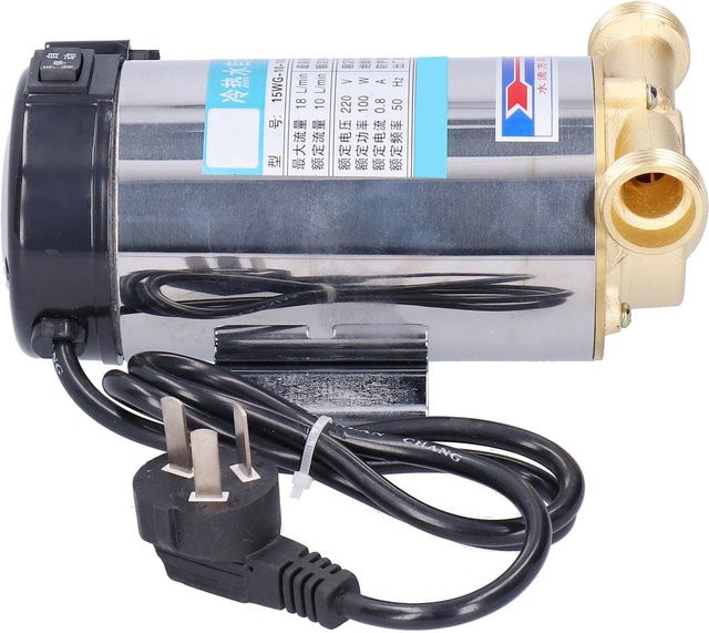 Aimo Boosterpumpe Manuell Leise für Kalt- und Warmwasser, 100W, G1 Zoll, Silber/Messing - Bild 1
