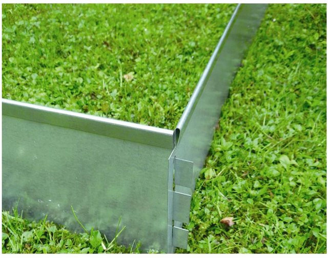 Rasenkante aus verzinktem Metallblech von DeuFa Fallen-Produktions- und Vertriebs GmbH, Farbe: Silber, Länge: 100 cm, Höhe: 15 cm - Bild 1