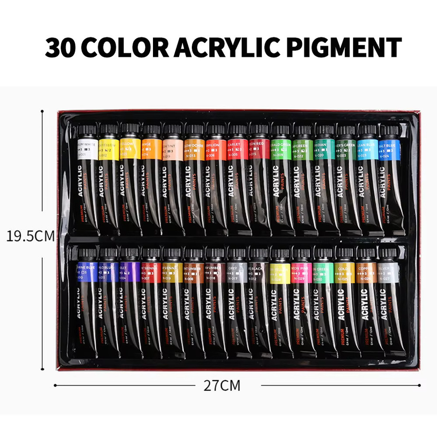 30 Farben Acrylpigment Set in Aluminium-Tuben für Malerei und Graffiti in Multicolour - Bild 4