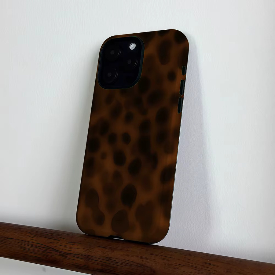 CaseLumi Matte Bumper MagSafe Schutzhülle für iPhone 17 16 15 14 13 Pro Max, Stoßfeste PC-Hülle in Braun mit Leopardenmuster - Bild 4