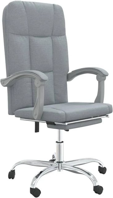 vidaXL Bürostuhl mit Liegefunktion und Kopfstütze in Hellgrau, Stoff und Metall, B/T/H: 124,0 x 59,0 x 110,0 cm - Bild 1