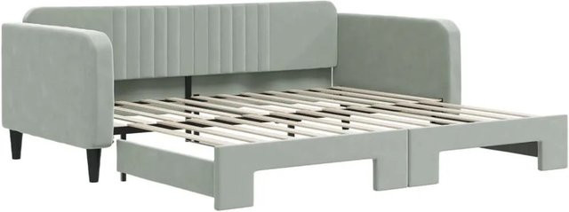 vidaXL Tagesbett aus Samt in Hellgrau mit Ausziehfunktion B/T/H: 100-120 x 200 x 75 cm - Bild 1