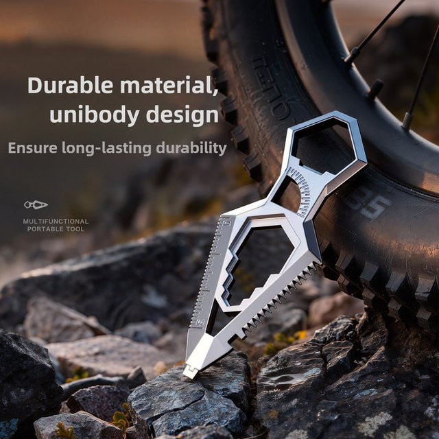 JIMIHOME EDC Multitool 10-in-1 Schlüsselanhänger in Silber mit Säge, Flaschenöffner und Boxöffner für Camping und Alltag - Bild 1