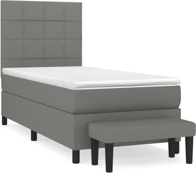 vidaXL Boxspringbett mit Matratze Hybrid-Design in Grau und Weiß, B/T/H: 100 x 200 x 118 cm - Bild 1