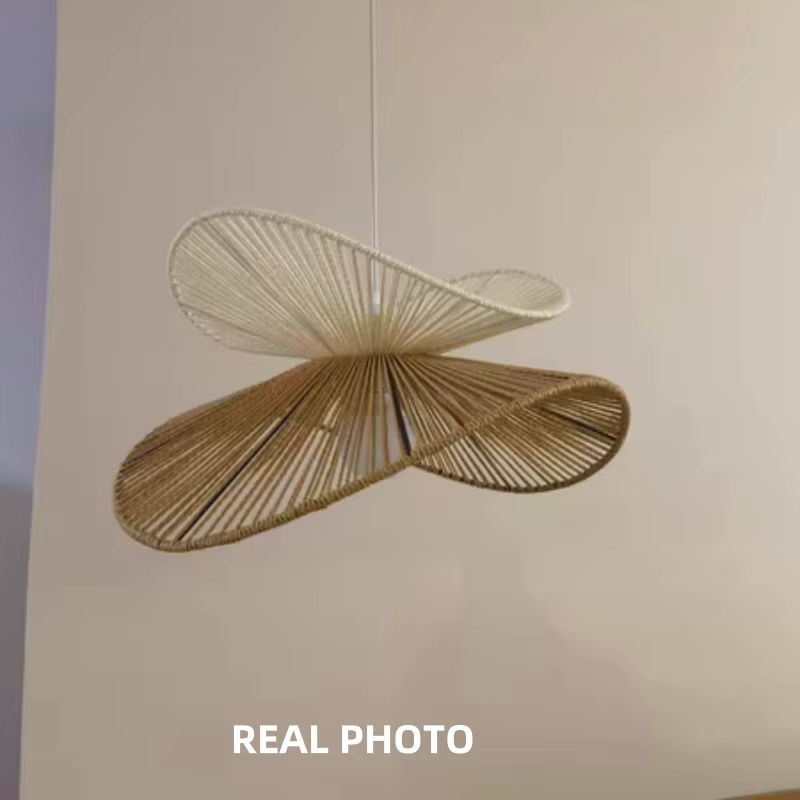 VIGOUS Wabi Sabi Deckenleuchte aus handgestricktem Hanf in Beige für Esszimmer und Schlafzimmer - Bild 2