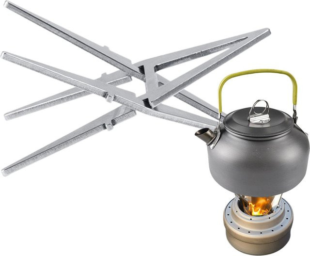 Crossing Pot Holder abnehmbare Herdhalterung aus Edelstahl in Silber als tragbarer Kesselständer für Camping und Outdoor-Einsätze - Bild 1