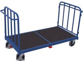 VARIOfit Doppel-Stirnwandwagen mit senkrechten Streben in Blau, Traglast 500 kg, B/H: 88,0 x 160,5 cm - Bild 1