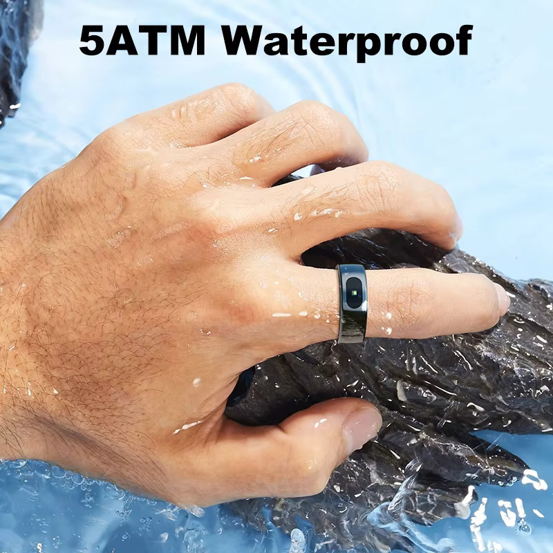 MISIRUN Smart Ring Schwarz für Damen und Herren mit Ladecase, Touch-Steuerung, Gesundheitsmonitor und IP68 5ATM Wasserdichtigkeit - Bild 4