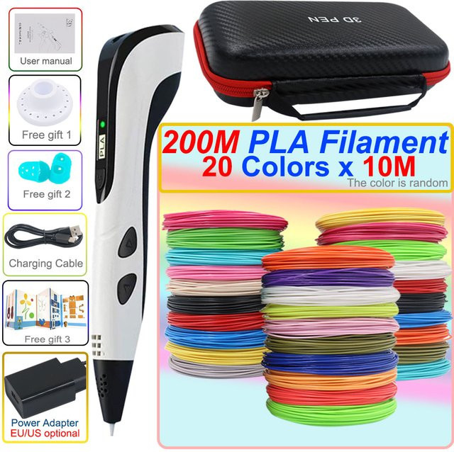 OUIO 3D-Druckstift, mit LCD-Display, Netzteil, PLA-Filament, Reisebox, bunt/mehrfarbig - Bild 1