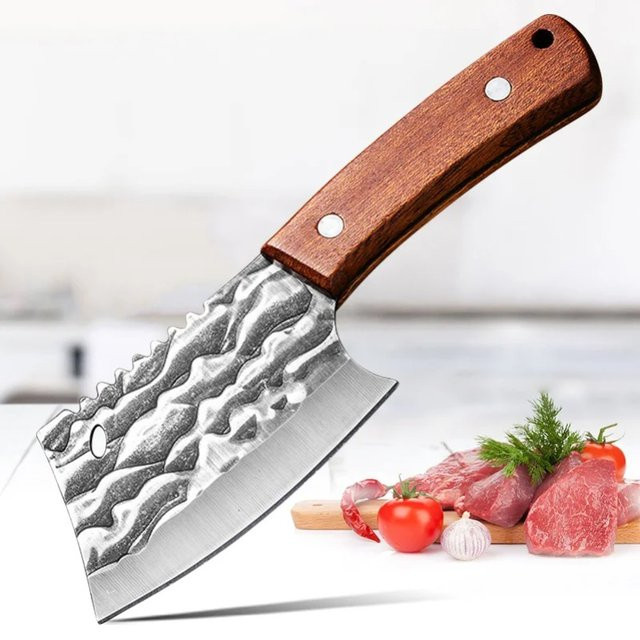 GuanQi Hackmesser aus Edelstahl mit Holzgriff in Silber und Braun - Bild 1