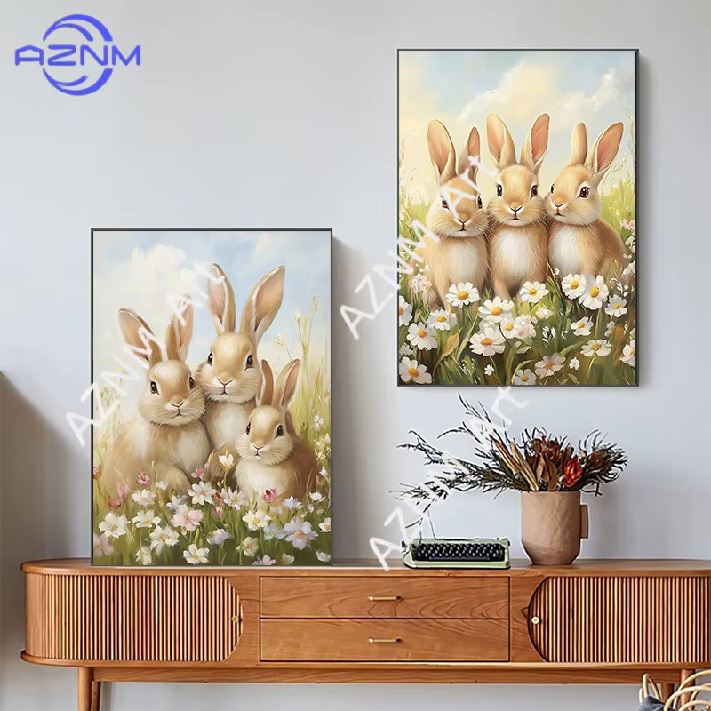 KAYOU Vintage Leinwandposter mit Tierfamilie und Blumenmotiven in Mehrfarbig - Bild 2