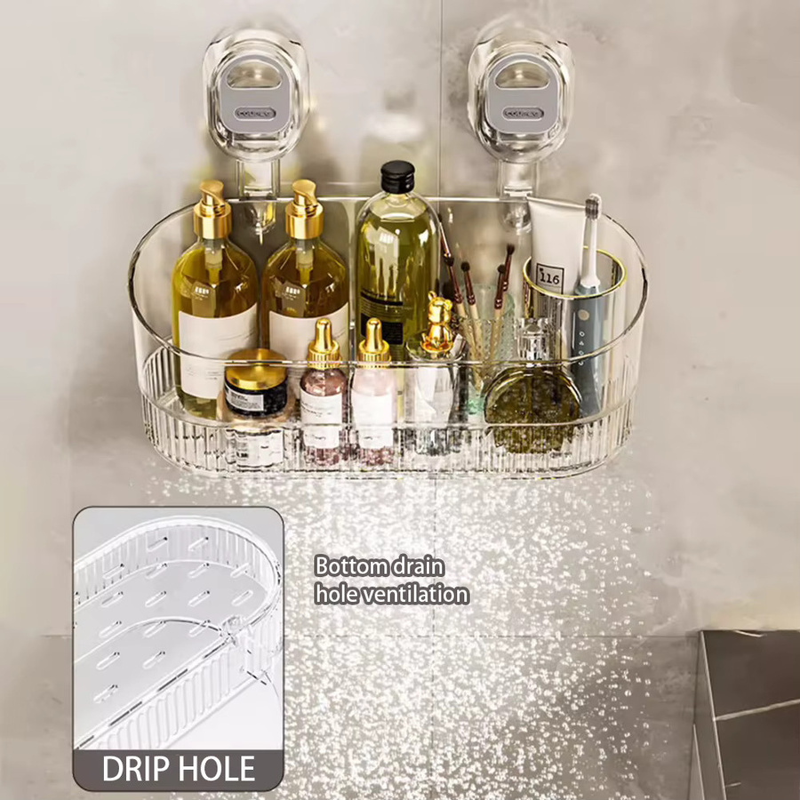 Multiyilego Transparente Aufbewahrungshalterung für Duschräume mit Saugnapf, Organisationsbox aus Kunststoff in Grau, Breite: 14,5 cm, Höhe: 32,2 cm - Bild 2