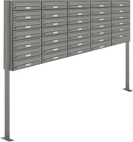 AL Briefkasten für 34 Parteien, freistehendes Briefkastenanlage-System, grau, B/H/T: 199,5 x 170 x 27,5 cm - Bild 1