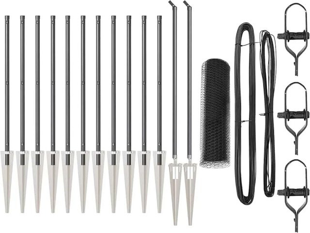 vidaXL Zaunpfosten aus Stahl und PVC in Grau, Höhe: 0,4 m, Breite: 25 mm - Bild 1