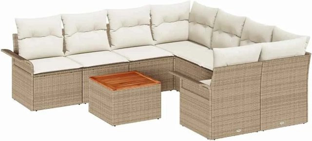 vidaXL Garten-Sofa-Set 9-teilig aus Poly Rattan in Beige-creme - Bild 1