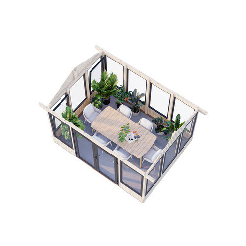 Palmako Pavillon Isabella aus Fichtenholz in Grau mit Satteldach, B/T/H: 401 x 303 x 297 cm - Bild 3