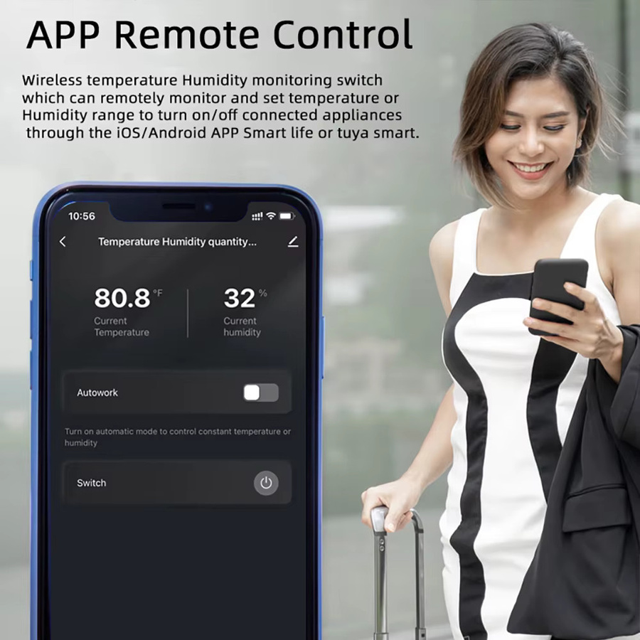 Tuya Smart WiFi Relais mit Temperatur- und Feuchtigkeitssensor und RF433 Empfänger, kompatibel mit Alexa und Alice, Weiß - Bild 4