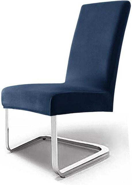 Yiran Furniture Samt Stuhlbezug aus elastischem Samtstoff in Saphir, B/T/H: 38 x 38 x 4 cm - Bild 1