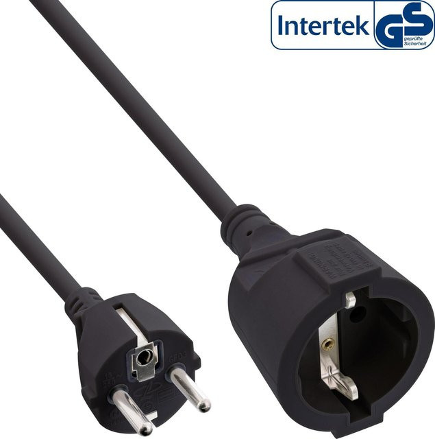 InLine Strom-Verlängerung mit Schutzkontakt Stecker und Buchse, schwarz, 15 m - Bild 1