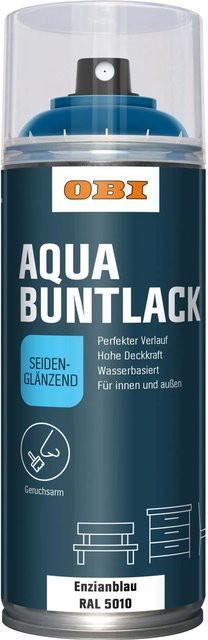 OBI Buntlack Spray RAL 5010 Enzianblau, wasserbasiert, seidenglänzend, 400 ml - Bild 1