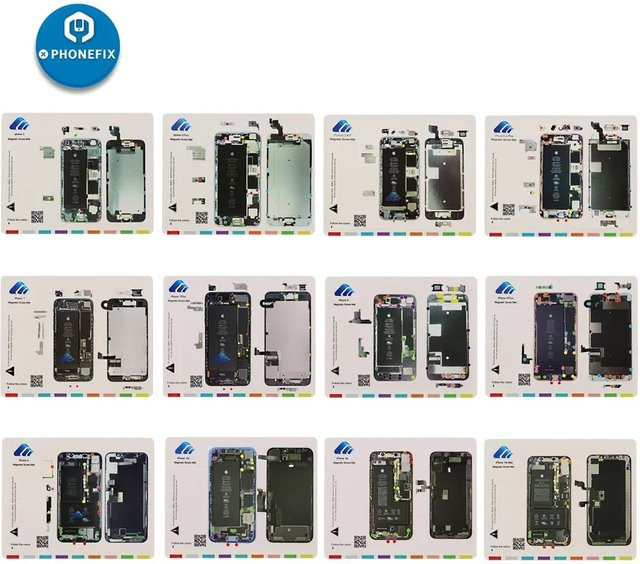 KGX Professionelle magnetische Schraubenmatte in Weiß mit Führungshalterdiagramm für iPhone X bis iPhone 16 Pro Max als Telefonreparaturwerkzeug und Demontage-Pad für Techniker - Bild 1