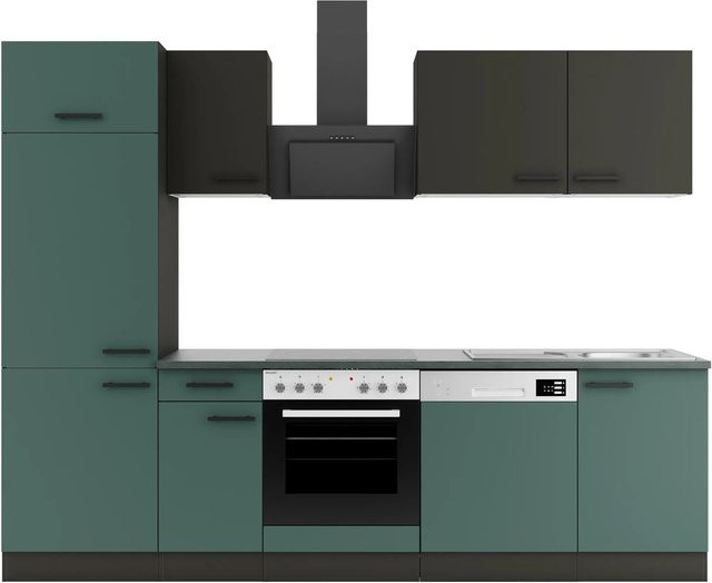 Optifit Küchenzeile KPMV 2702-9 Madrid420/Verona405 in Anthrazit und Steingrün, Breite: 270 cm - Bild 1