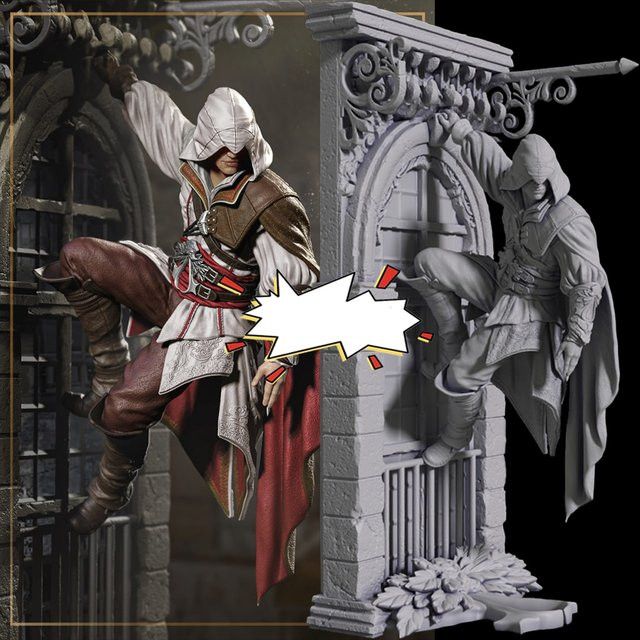 BANGSHE Assassin Wandkletterer Modellbausatz aus Kunstharz, unbemalt grau, Maßstab 1:24, Höhe: 7,5 cm - Bild 1
