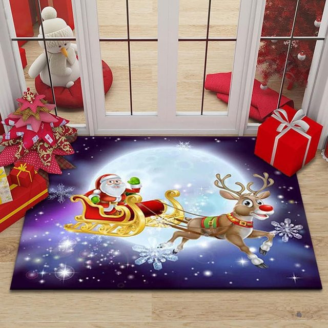 VIKAMA Christmas Ambiance Flanellteppich, rutschfest und saugfähig, rechteckig, Mehrfarbig, B: 60 cm, T: 40 cm - Bild 1