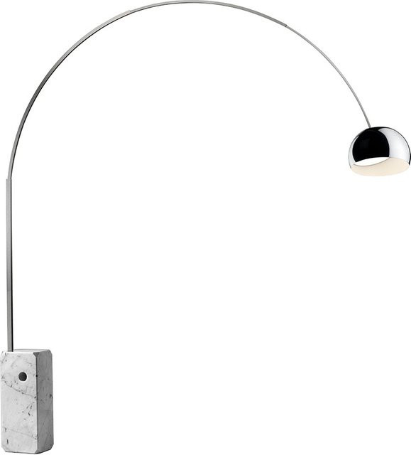 Flos Arco Bogenleuchte in Weiß mit Carrara Marmor und Aluminium - Bild 1