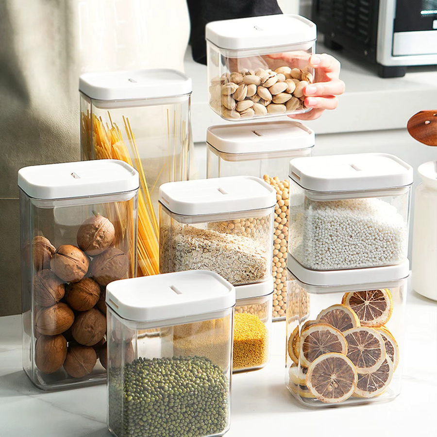 Transparente Küchen-Organizer-Aufbewahrungsbox aus Kunststoff mit auslaufsicherem Snap-Lid für Nudeln, Getreide, Snacks und Gewürze - Bild 2