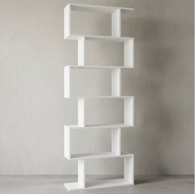 KADIMA DESIGN Modulares Zickzack Bücherregal in Weiß mit 6 Regalfächern, B: 70,0 cm, H: 191,0 cm, T: 24,0 cm - Bild 1