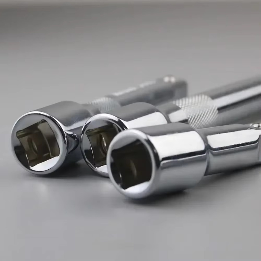 Antriebsverlängerungsset für Steckschlüssel und Ratschen in Silber mit 1/4", 3/8" und 1/2" Antrieb sowie Längen von 50mm, 100mm, 150mm und 250mm - Bild 3