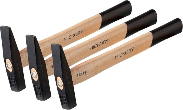 STAHLWERK Schlosserhammer Set aus geschmiedetem Stahl mit Hickory-Griff, 3er Set, Schwarz/Mehrfarbig, 100 g pro Hammer - Bild 1