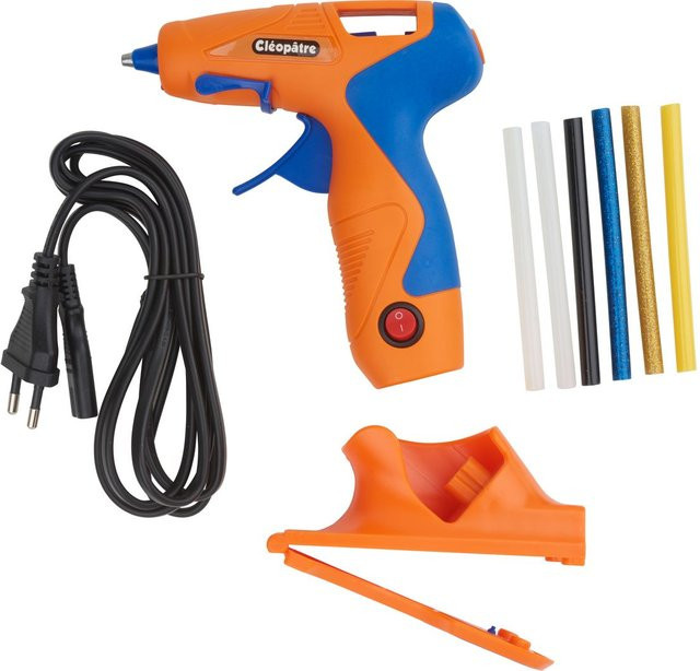 Cléopâtre Mini-Heißklebepistole kabellos in Orange mit Akku für 7mm Klebesticks - Bild 1