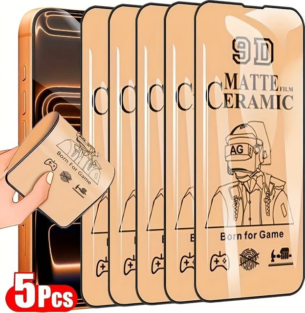 5 Stück matte Keramik Displayschutzfolien kompatibel mit iPhone 17 Pro Max, 16, 15, 14, 13, 12 und 11 Pro Max in transparent - Bild 1