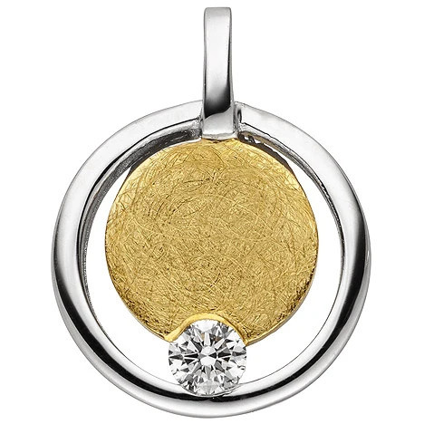 Colfem Anhänger 585 Gelbgold, bicolor, eismatt, Diamant, Brillant, Unisex - Bild 1