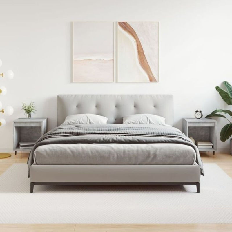 Vidaxl Set aus 2 Nachttischen in Grau aus Holzwerkstoff und Metall im modernen Design, H 50 cm x B 40 cm x T 35 cm - Bild 1